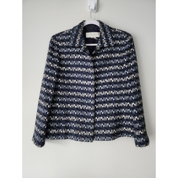 Doncaster Womens Single-Breasted Blazer Jacket Navy Blue Cotton-Silk Blend Sz 10 - Picture 2 of 9